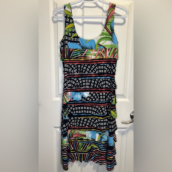 Multicolor Ruffled Patterned Women's Dress - Picture 4 of 5